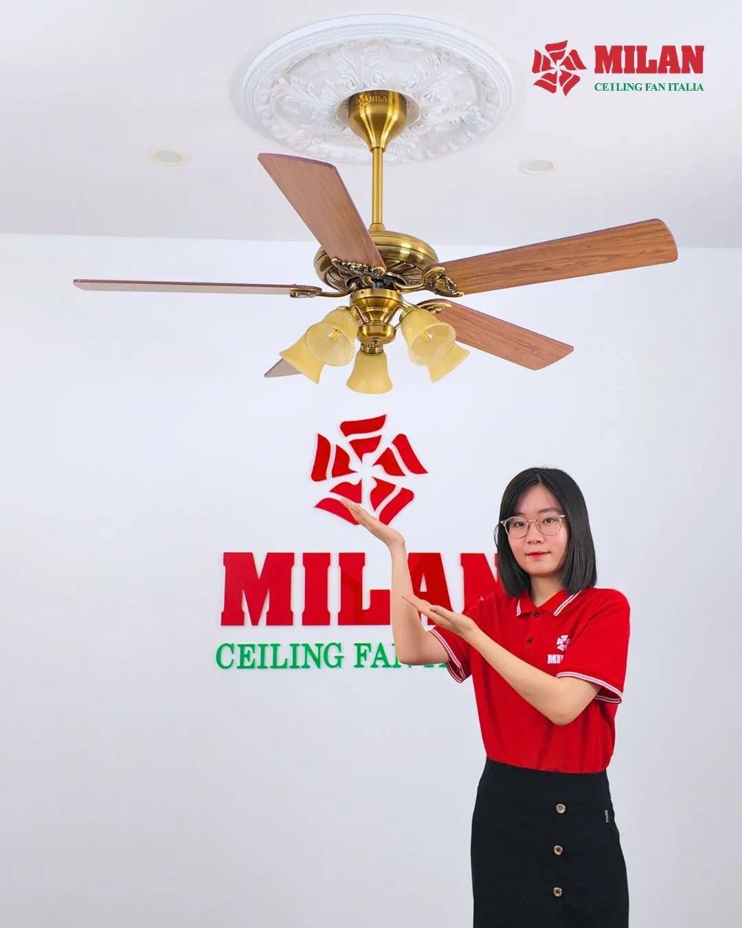 Quạt trần đèn chùm 5 cánh FY503 lắp đặt được nhiều không gian.
